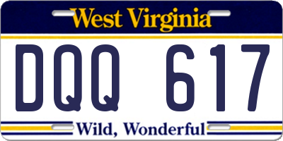 WV license plate DQQ617