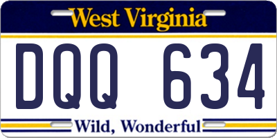 WV license plate DQQ634