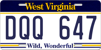 WV license plate DQQ647