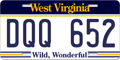 WV license plate DQQ652