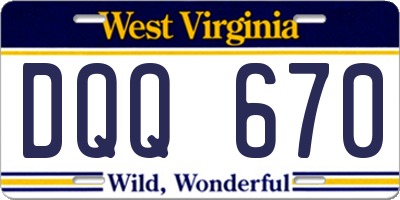 WV license plate DQQ670