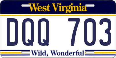 WV license plate DQQ703