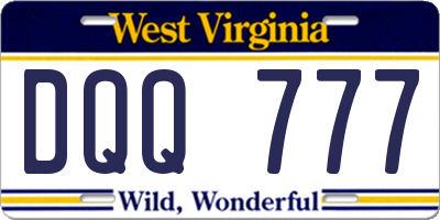 WV license plate DQQ777