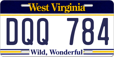 WV license plate DQQ784