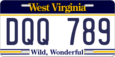 WV license plate DQQ789