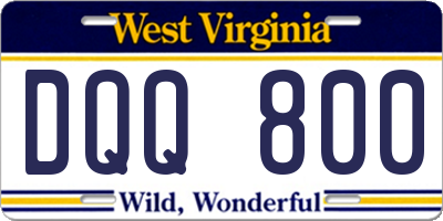WV license plate DQQ800