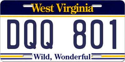 WV license plate DQQ801