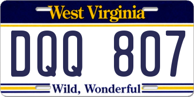 WV license plate DQQ807