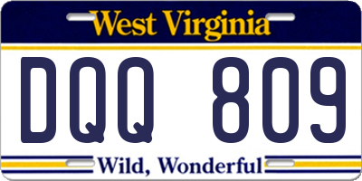 WV license plate DQQ809