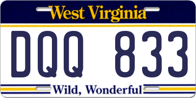 WV license plate DQQ833