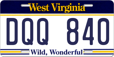 WV license plate DQQ840