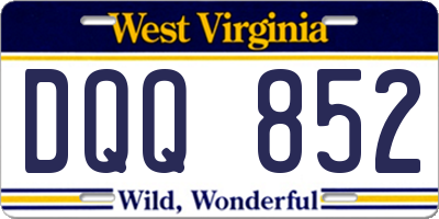 WV license plate DQQ852