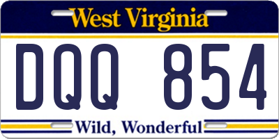 WV license plate DQQ854