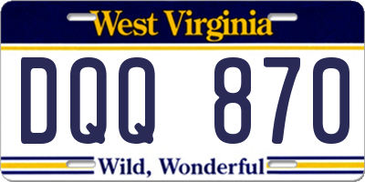 WV license plate DQQ870