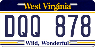 WV license plate DQQ878