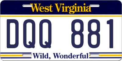 WV license plate DQQ881
