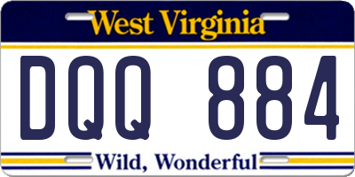 WV license plate DQQ884