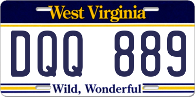 WV license plate DQQ889