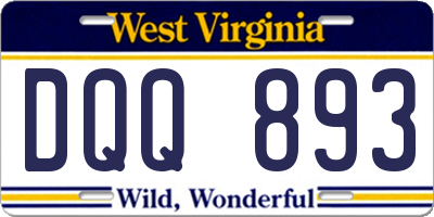 WV license plate DQQ893