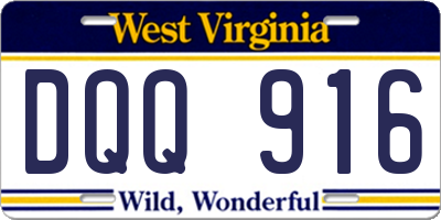 WV license plate DQQ916
