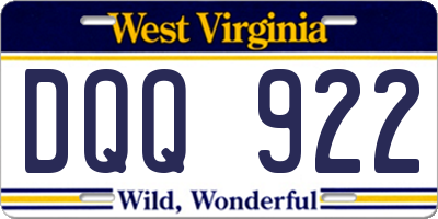 WV license plate DQQ922
