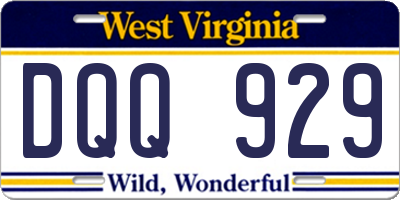 WV license plate DQQ929
