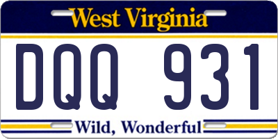WV license plate DQQ931