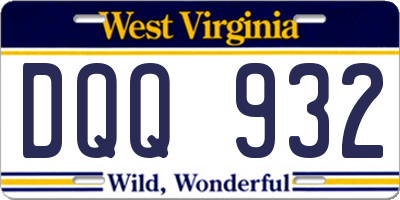 WV license plate DQQ932