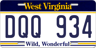 WV license plate DQQ934