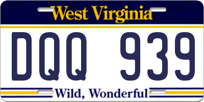 WV license plate DQQ939