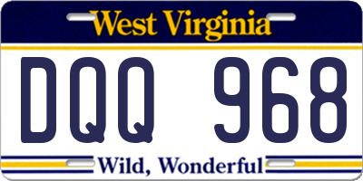 WV license plate DQQ968
