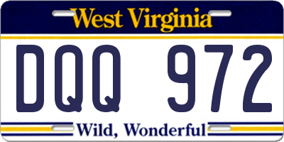 WV license plate DQQ972