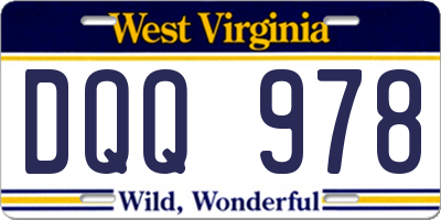 WV license plate DQQ978