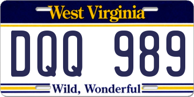 WV license plate DQQ989