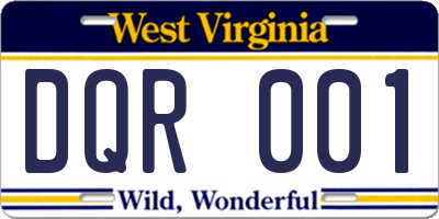 WV license plate DQR001