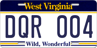 WV license plate DQR004
