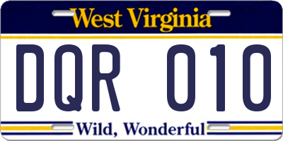 WV license plate DQR010