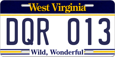 WV license plate DQR013