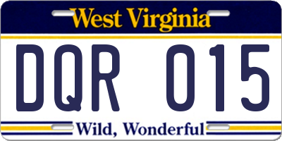 WV license plate DQR015