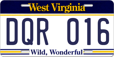 WV license plate DQR016