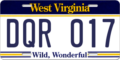 WV license plate DQR017