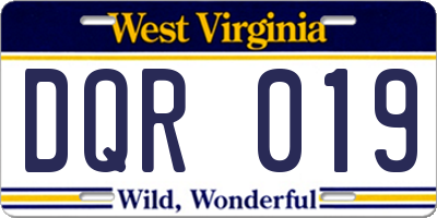 WV license plate DQR019