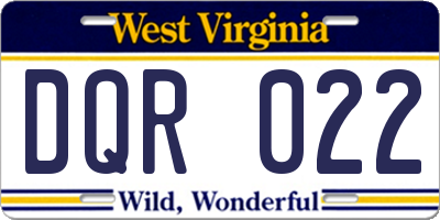 WV license plate DQR022