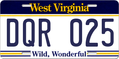 WV license plate DQR025