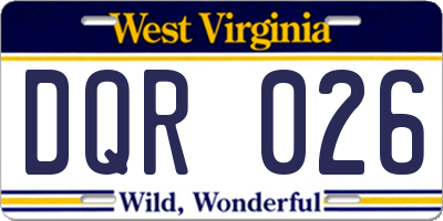 WV license plate DQR026