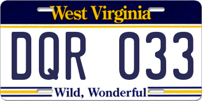 WV license plate DQR033