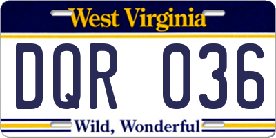 WV license plate DQR036