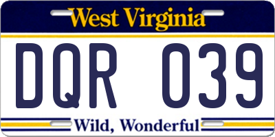 WV license plate DQR039