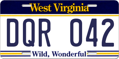 WV license plate DQR042