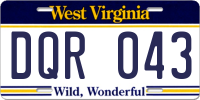 WV license plate DQR043
